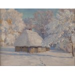 Teodor Ziomek (1874 Skierniewice - 1937 Warsaw), Winter landscape with a cottage