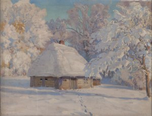 Teodor Ziomek (1874 Skierniewice - 1937 Warszawa), Pejzaż zimowy z chatą