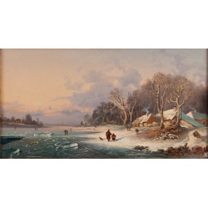 Wiktor Adam Malinowski (1829 Lublin - 1892 Warsaw), Winter landscape with frozen lake, 1871