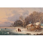 Wiktor Adam Malinowski (1829 Lublin - 1892 Warsaw), Winter landscape with frozen lake, 1871