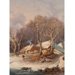 Wiktor Adam Malinowski (1829 Lublin - 1892 Warsaw), Winter landscape with frozen lake, 1871