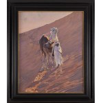 Adam Styka (1890 Kielce - 1959 New York), Paesaggio da El Oued (beduini con cammelli)