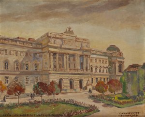 Irena Nowakowska-Acedańska (1906 Lwów - 1983 Gliwice), Widok gmachu Uniwersytetu Jana Kazimierza we Lwowie