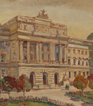 Irena Nowakowska-Acedańska (1906 Lwów - 1983 Gliwice), Widok gmachu Uniwersytetu Jana Kazimierza we Lwowie