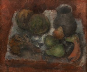 Joachim Weingart (1895 Drohobycz - 1942 Auschwitz), Martwa natura z dzbanem, winogronami i jabłkami