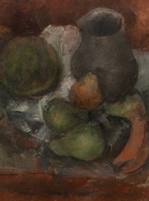Joachim Weingart (1895 Drohobycz - 1942 Auschwitz), Martwa natura z dzbanem, winogronami i jabłkami