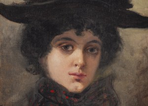 Józef Rapacki (1871 Warszawa - 1929 Olszanka k. Skierniewic), Portret kobiety w kapeluszu, 1903