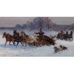 Czeslaw Wasilewski (1875 Warsaw - 1947 Lodz), After the elk hunt