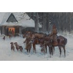 Mieczyslaw Krzyzak (1914 - 1984 ), Winter scene in front of the manor house