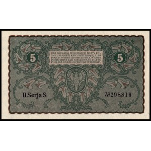 Poland. 1919 5 Marek Prefix II seria S