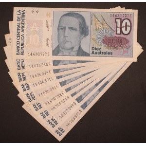 Argentina. 1989 10 Australes 9 Pieces