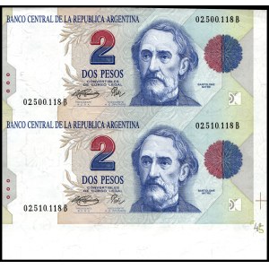Argentine. 1993 2 Pesos Feuille non coupée