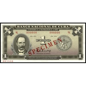 Cuba. 3 Different 1 Peso Specimen Banknotes