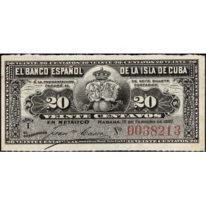 Cuba. 1897 20 Centavos Banco Español