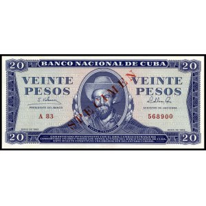 Cuba. 1965 20 Pesos Specimen