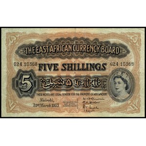 East Africa. 1953 5 Shillings