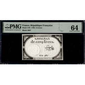 France. 1793 5 Livres Block 3887