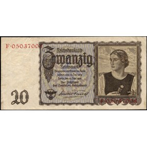 Deutschland. 1940 20 Reichsmark Präfix F Drittes Reich