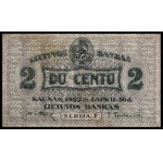 Lithuania. 1922 2 Centu