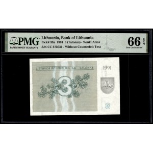 Lithuania. 1991 3 Talonas