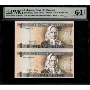 Litwa. 1994 1 Litas Uncut Pair