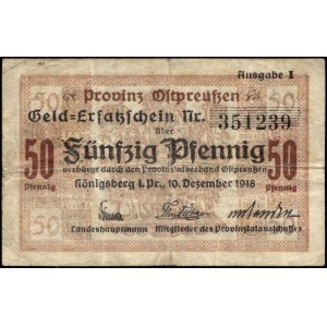 Russie. Kaliningrad 50 Fenigow 1918 Ausgabe I