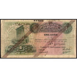 Syria. 1939 1 Livre