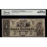 United States of America. 1850s 5 Dollars New Orleans Canal & Banking Co. Louisiana Plate D