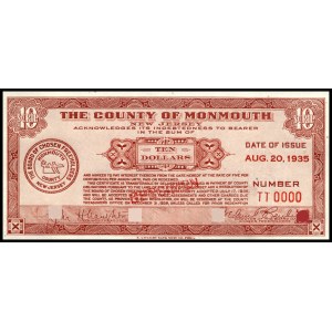 United States of America. 1935 10 Dollars Bond Scrip Specimen