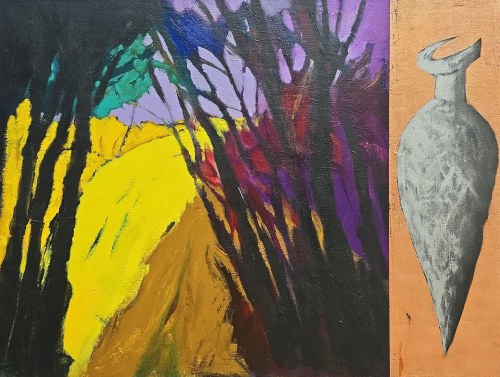 Piotr Strelnik (ur. 1956), Prowansalski pejzaż ze srebrną amforą, 1996