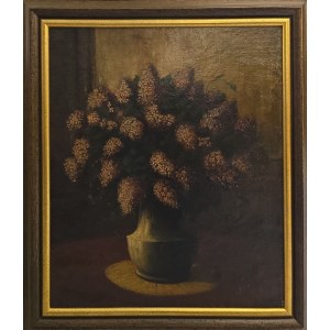 J. DeNeF, A Bouquet of Lilacs in a Vase