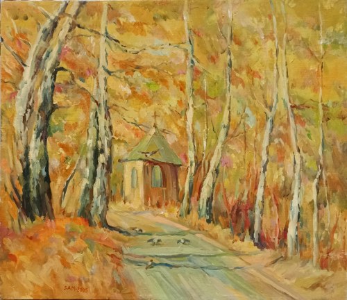 Sławomir Mieleszko (1938-2021), Leśna kapliczka jesienią, 2005