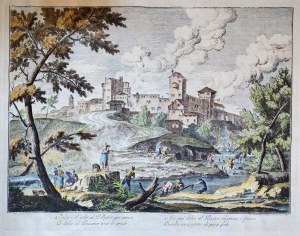 Marco Ricci (1676 Belluno - Wenecja 1729), Pejzaż z rybakami na tle fortyfikacji miejskich, reprodukcja XX wiek