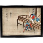 Incident at Honnō-ji - watercolor on silk 19th/20th century - Japan [ samurai ].