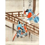 Incident at Honnō-ji - watercolor on silk 19th/20th century - Japan [ samurai ].