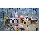 Ramses Wissa Wassef ( 1911 - 1974) - Folk kilim with village motif, Egypt, Giza Harraniya, ca. 1970.