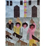 Ramses Wissa Wassef ( 1911 - 1974) - Folk kilim with village motif, Egypt, Giza Harraniya, ca. 1970.