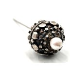 Silver hat/hair pin with natural pearl - 19th century [ costume, fashion, clothing, jewelry ].