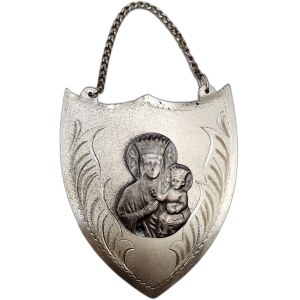 Silver patriotic grograph with Our Lady of Czestochowa, Poland, second half of the 20th century