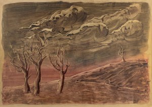 Alfred LENICA (1899-1977), Pejzaż surrealistyczny z drzewami