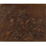 Wooden bas-relief "Hunting with ogres" by Juliusz Kossak
