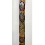 Wooden walking stick with badges of Polish and foreign mountain huts