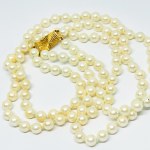 Double Akoya pearl necklace, gold clasp