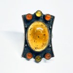 Silver ring with natural Amber