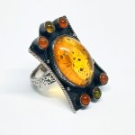 Silver ring with natural Amber