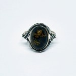 Silver vintage ring with Amber