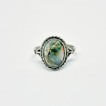 Silver vintage ring with mossy agate