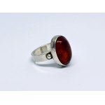 Silver ring with amber