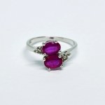 Silver ring with natural Rubies and white Sapphires