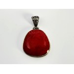 Silver Pendant with Red Coral